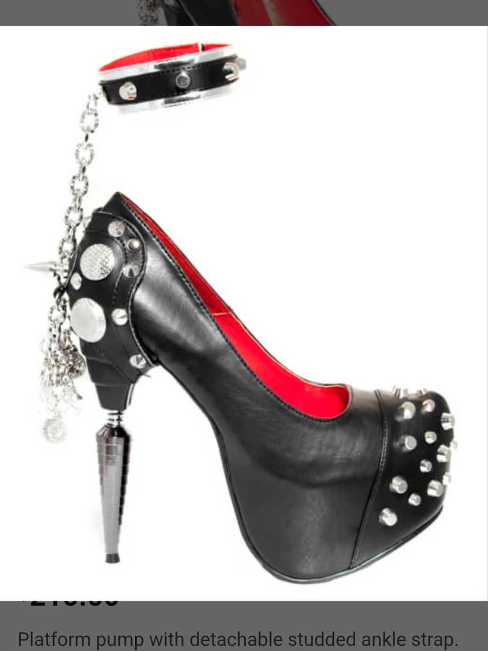 Hades Bond Platform pump with detachable studded ankle strap. Size 9